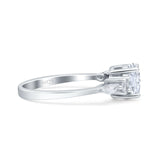 Round Five Stone Marqise Style Silver Ring