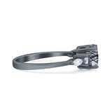 Round Five Stone Marqise Style Silver Ring