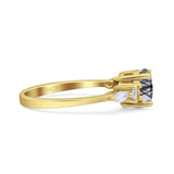 Round Five Stone Marqise Style Silver Ring