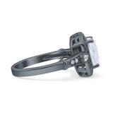 Art Deco Emerald Cut Halo Bridal Ring