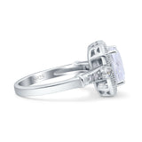Art Deco Emerald Cut Halo Bridal Ring