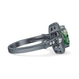Art Deco Emerald Cut Halo Bridal Ring