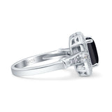 Art Deco Emerald Cut Halo Bridal Ring
