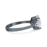 Three Stone Emerald Cut Trellis Ring