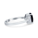 Three Stone Emerald Cut Trellis Ring