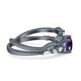 Two Piece Round Marquise Style Bridal Ring