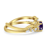 Two Piece Round Marquise Style Bridal Ring
