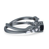 Two Piece Round Marquise Style Bridal Ring
