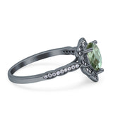 Art Deco Pear Teardrop Halo Ring 