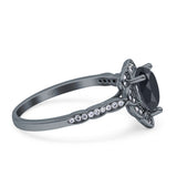 Art Deco Pear Teardrop Halo Ring 