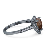 Art Deco Pear Teardrop Halo Ring 