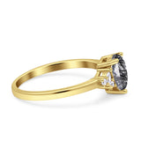 Art Deco Pear Teardrop Vintage Style Ring 
