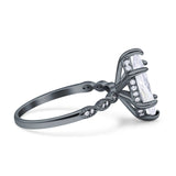 Art Deco Marquise Solitaire Hidden Halo Ring