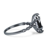 Art Deco Marquise Solitaire Hidden Halo Ring