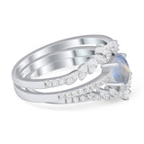 Vintage Style Round Natural Stone Floral Ring