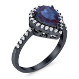 Pear Teardrop Natural Stone Halo Ring