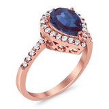 Pear Teardrop Natural Stone Halo Ring