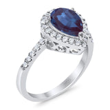 Pear Teardrop Natural Stone Halo Ring