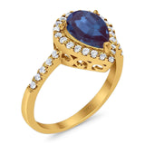 Pear Teardrop Natural Stone Halo Ring