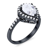 Pear Teardrop Natural Stone Halo Ring