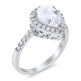 Pear Teardrop Natural Stone Halo Ring