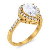 Pear Teardrop Natural Stone Halo Ring