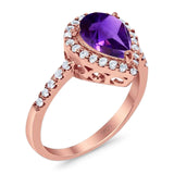 Pear Teardrop Natural Stone Halo Ring