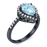 Pear Teardrop Natural Stone Halo Ring