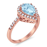 Pear Teardrop Natural Stone Halo Ring