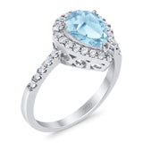 Pear Teardrop Natural Stone Halo Ring