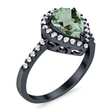 Pear Teardrop Natural Stone Halo Ring