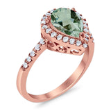 Pear Teardrop Natural Stone Halo Ring