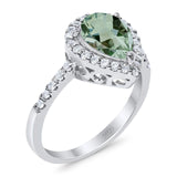 Pear Teardrop Natural Stone Halo Ring