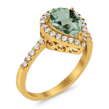 Pear Teardrop Natural Stone Halo Ring