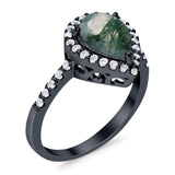 Pear Teardrop Natural Stone Halo Ring