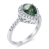 Pear Teardrop Natural Stone Halo Ring