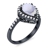 Pear Teardrop Natural Stone Halo Ring