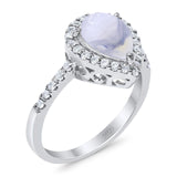 Pear Teardrop Natural Stone Halo Ring