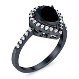 Pear Teardrop Natural Stone Halo Ring