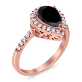 Pear Teardrop Natural Stone Halo Ring