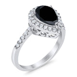 Pear Teardrop Natural Stone Halo Ring