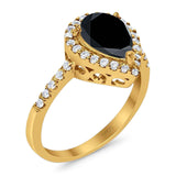 Pear Teardrop Natural Stone Halo Ring