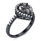 Pear Teardrop Natural Stone Halo Ring