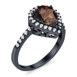 Pear Teardrop Natural Stone Halo Ring