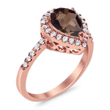 Pear Teardrop Natural Stone Halo Ring