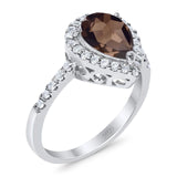 Pear Teardrop Natural Stone Halo Ring