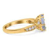 Art Deco Round Natural Stone Promise Ring