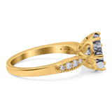 Art Deco Round Natural Stone Promise Ring