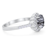 Round Natural Stone Floral Ring