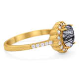 Round Natural Stone Floral Ring